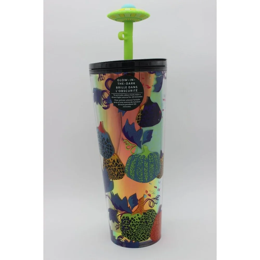 Starbucks 2024 Fall Halloween pumpkins UFO topper glow in the dark venti tumbler